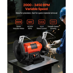 VEVOR Bench Grinder, 8-inch Variable Speed Bench Grinder, 2000-3450RPM Table Grinders with 550W 5.0A Induction Motor