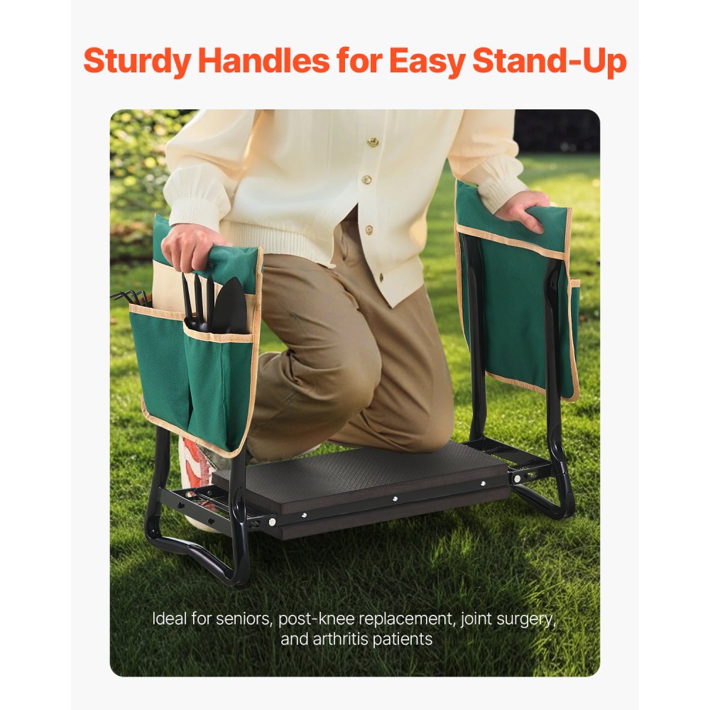 VEVOR Garden Kneeler and Seat, 8 in Wide Kneeling Pad, Heavy Duty Garden Kneeling Stool, Folding Garden Seat with 2