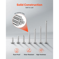 VEVOR #8 Self Drilling Wood Screws, 3/4 Inch Long 350 PCS Truss Head Wood Screws, Phillips Drive Quick Metal Self