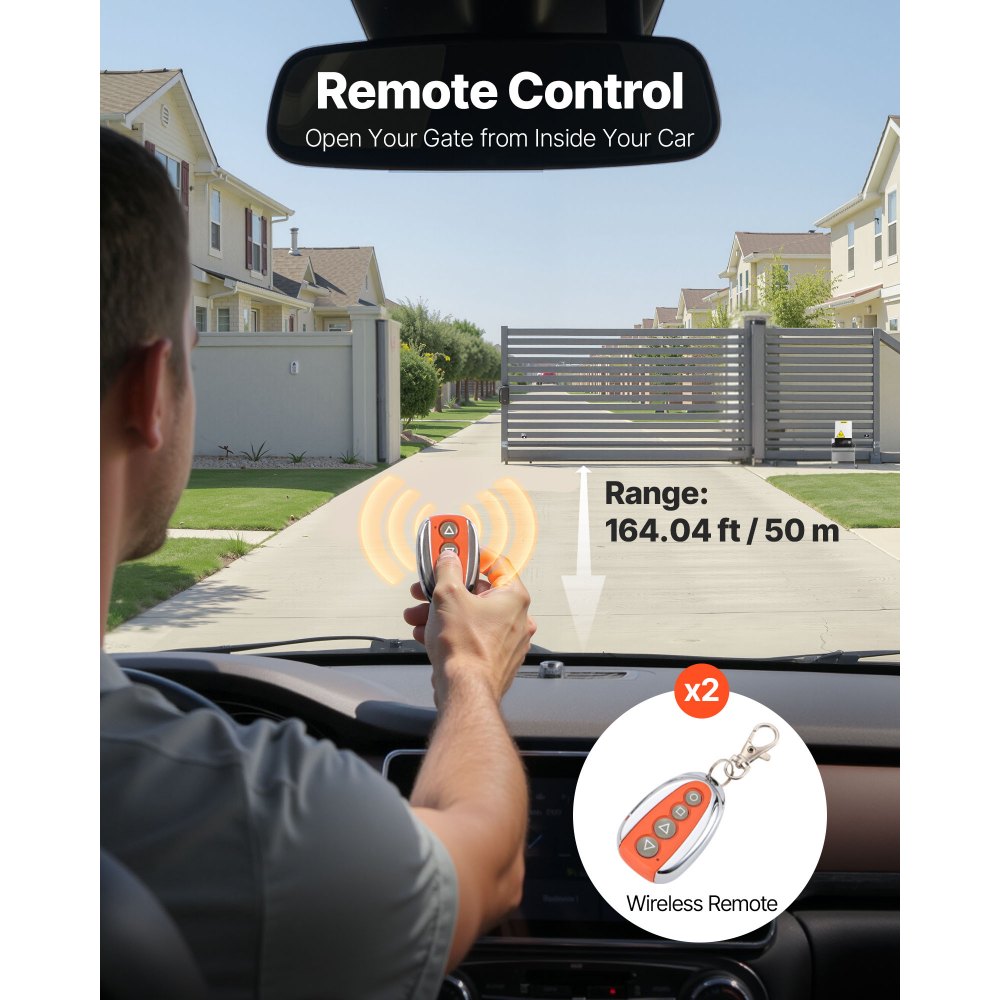 VEVOR Sliding Gate Opener, AC1400 3100LBS, with 2 Remote Controls, Gate Operator Hardware Kit for Security, Move Speed
