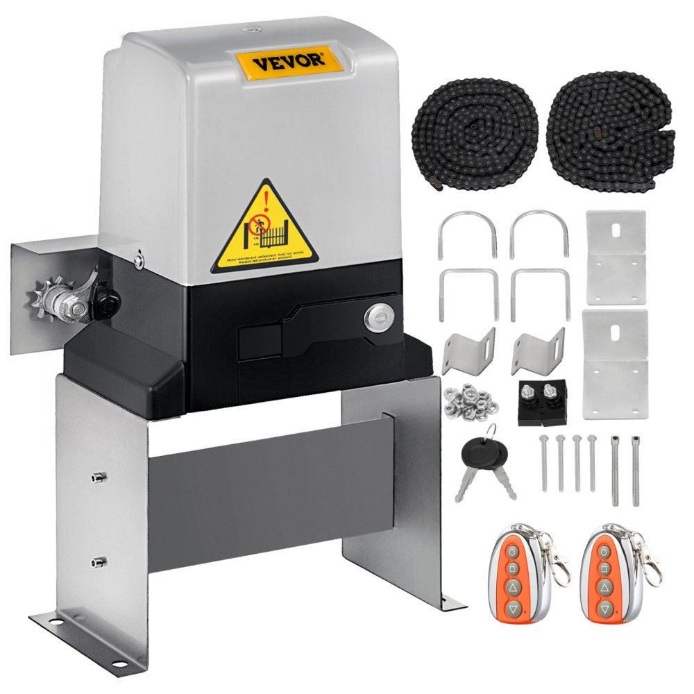 VEVOR Sliding Gate Opener, AC1400 3100LBS, with 2 Remote Controls, Gate Operator Hardware Kit for Security, Move Speed