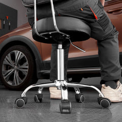 VEVOR Shop Stool with Backrest, Pneumatic Garage Seat/Work Stool with Wheels, 300 lbs Load, Adjustable Roller Creeper