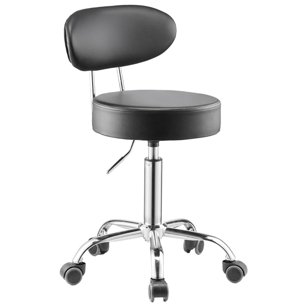 VEVOR Shop Stool with Backrest, Pneumatic Garage Seat/Work Stool with Wheels, 300 lbs Load, Adjustable Roller Creeper