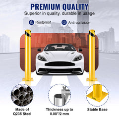 VEVOR Safety Bollard Safety Barrier Bollard 4-1/2" OD 36" Height Yellow Powder Coat Pipe Steel Safety Barrier with 4