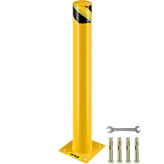 VEVOR Safety Bollard Safety Barrier Bollard 4-1/2" OD 36" Height Yellow Powder Coat Pipe Steel Safety Barrier with 4