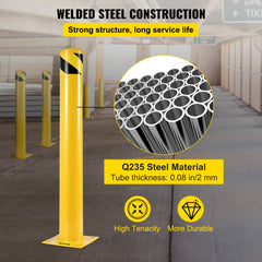 VEVOR Safety Bollard 48"x4.5" Safety Barrier Bollard 4-1/2" OD 48" Height Yellow Powder Coat Pipe Steel Safety Barrier