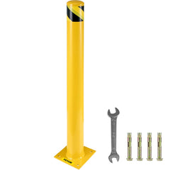 VEVOR Safety Bollard 48"x4.5" Safety Barrier Bollard 4-1/2" OD 48" Height Yellow Powder Coat Pipe Steel Safety Barrier