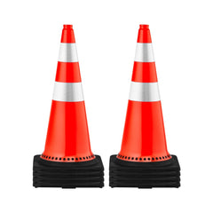 VEVOR Safety Cones, 8 x 30" Traffic Cones, PVC Orange Construction Cones, Reflective Collars Traffic Cones with Black