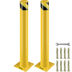 VEVOR Safety Bollard, 36 Inch Height Bollard Post, 4.5 Inch Diameter Steel Pipe Safety Bollard Post, Yellow Steel