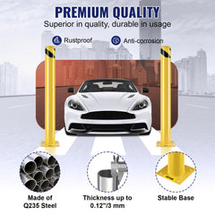VEVOR Safety Bollard, 42 Inch Height Bollard Post, 4.5 Inch Diameter Steel Pipe Safety Bollard Post, Yellow Steel