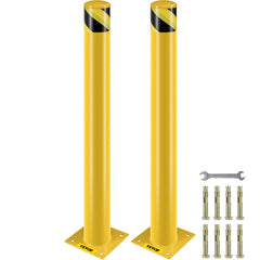 VEVOR Safety Bollard, 42 Inch Height Bollard Post, 4.5 Inch Diameter Steel Pipe Safety Bollard Post, Yellow Steel