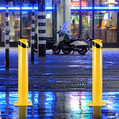 VEVOR Safety Bollard, 48 Inch Height Bollard Post, 4.5 Inch Diameter Steel Pipe Safety Bollard Post, Yellow Steel
