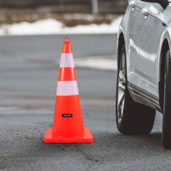 VEVOR Safety Cones, 12 x 28" Traffic Cones, PVC Orange Construction Cones, 2 Reflective Collars Traffic Cones with