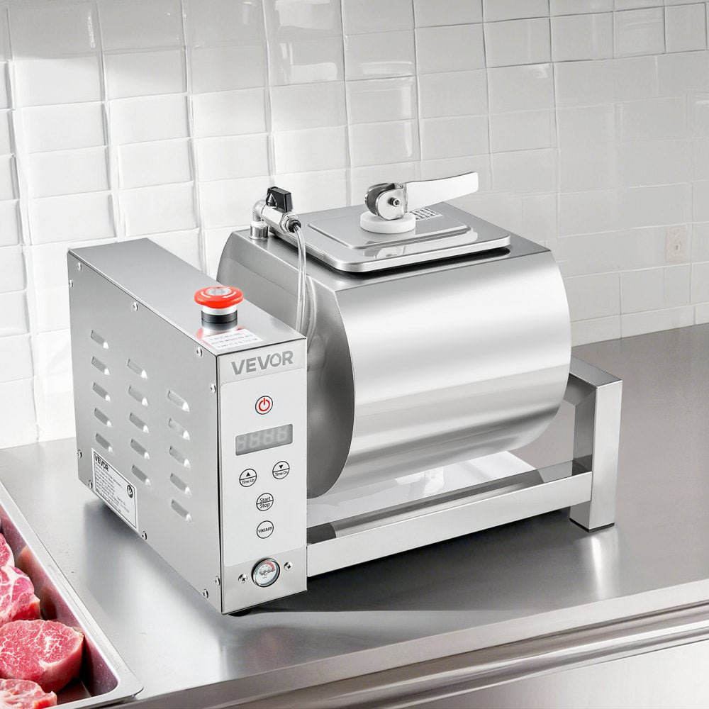 VEVOR Meat Tumbler Marinator, 10L Vacuum Tumbler Marinating Machine with Automatic Bidirectional Rotation, Stainless