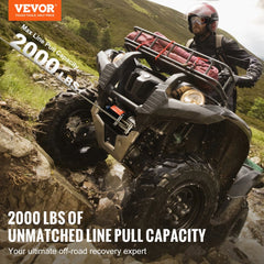 VEVOR Electric Winch, 2000 lb Line Pull Capacity, 12V DC ATV/UTV Winch with Φ5/32 in x 39 ft 7 Strands Steel Cable