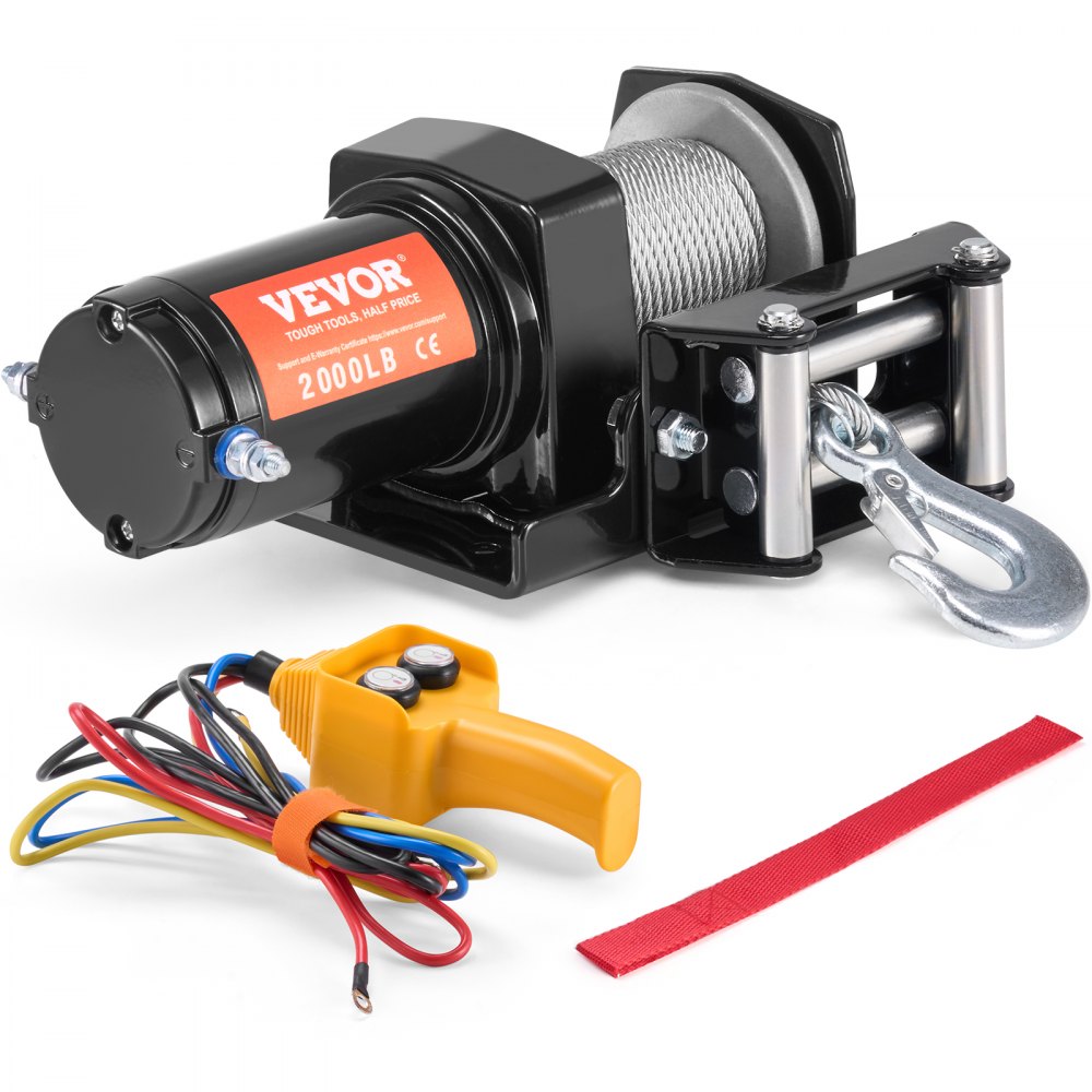 VEVOR Electric Winch, 2000 lb Line Pull Capacity, 12V DC ATV/UTV Winch with Φ5/32 in x 39 ft 7 Strands Steel Cable