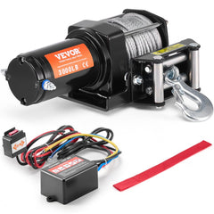 VEVOR Electric Winch, 3000 lb Line Pull Capacity, 12V DC ATV/UTV Winch with Φ3/16 in x 39 ft 7 Strands Steel Cable