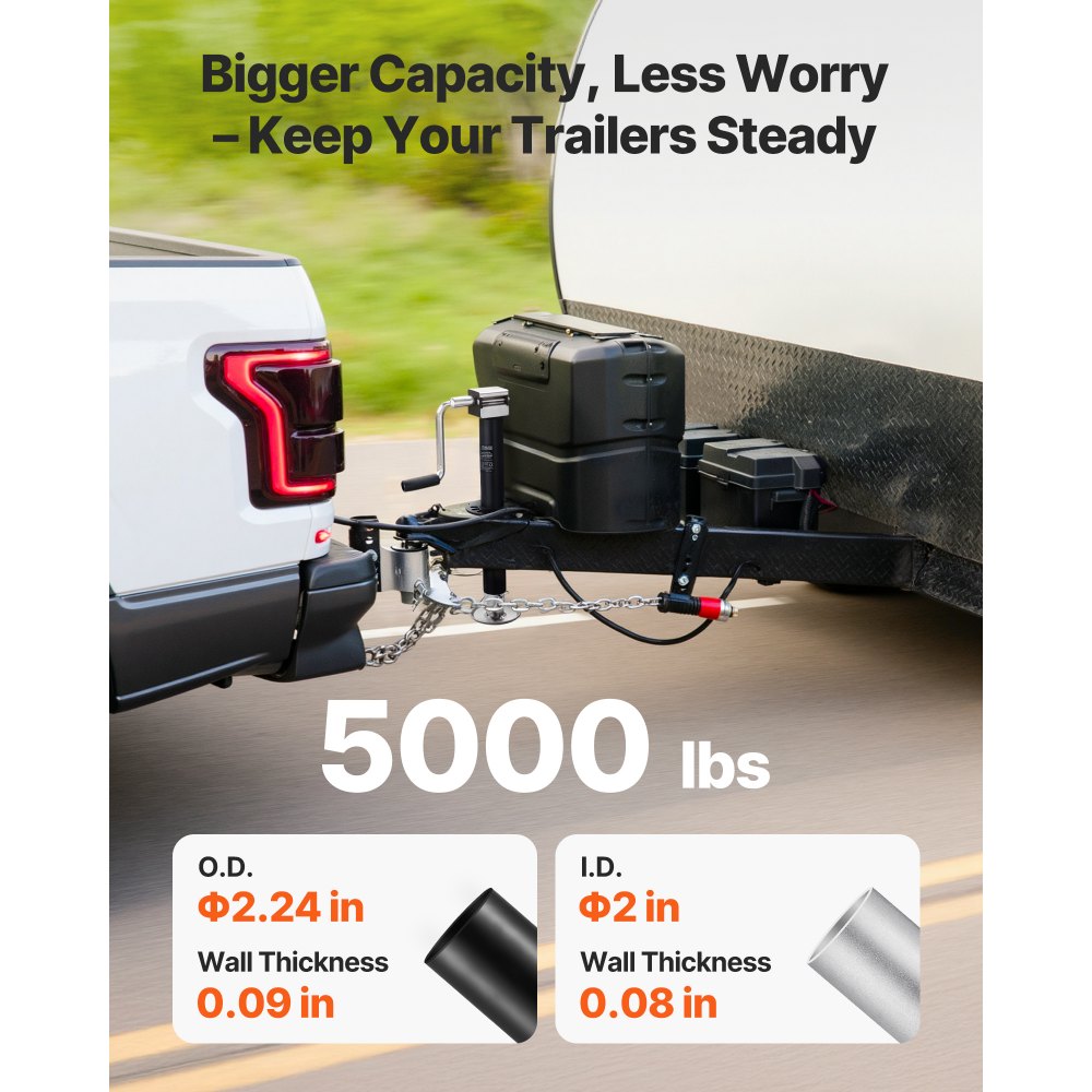 VEVOR 5000 lbs A-Frame Trailer Jack, 15-Inch Vertical Travel, Trailer Lift Jack with Adjustable 7-Level Drop Leg &
