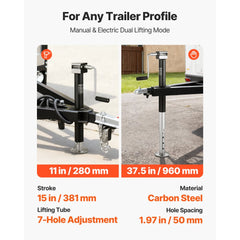 VEVOR 5000 lbs A-Frame Trailer Jack, 15-Inch Vertical Travel, Trailer Lift Jack with Adjustable 7-Level Drop Leg &