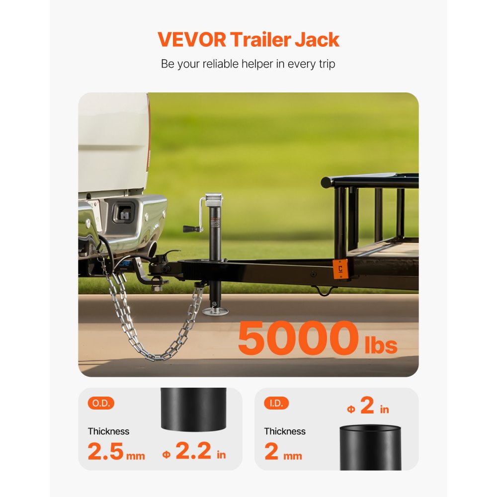 VEVOR A-Frame Trailer Jack, 5000 lbs Dynamic Load Capacity, Trailer Jack Stand with Handle & Rectangular Footpad