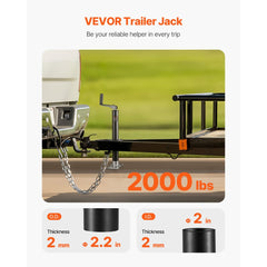 VEVOR A-Frame Trailer Jack, 2000 lbs Dynamic Load Capacity, Trailer Jack Stand with Handle & Rectangular Footpad