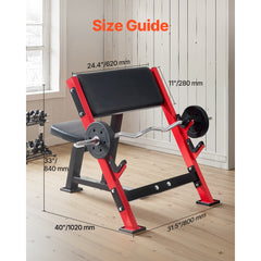 VEVOR Preacher Curl Bench, Strength Training Benches, Max load 660 LBS Home Gym Fitness Equipment, Seated Arm Isolated