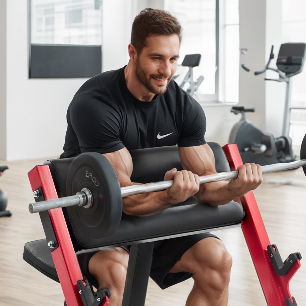 VEVOR Preacher Curl Bench, Strength Training Benches, Max load 660 LBS Home Gym Fitness Equipment, Seated Arm Isolated