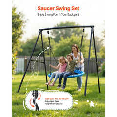VEVOR Swing Set for Backyard, 40 in Saucer Swing Seat with Heavy Duty A-Frame Metal Stand, 440 lbs Load Capacity