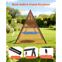 VEVOR Swing Set for Backyard, 40 in Saucer Swing Seat with Heavy Duty A-Frame Metal Stand, 440 lbs Load Capacity