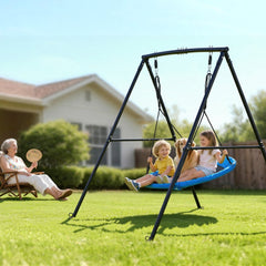 VEVOR Swing Set for Backyard, 40 in Saucer Swing Seat with Heavy Duty A-Frame Metal Stand, 440 lbs Load Capacity