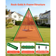 VEVOR Swing Set for Backyard, 32 in Saucer Swing Seat and Belt Seat, with Heavy Duty A-Frame Metal Stand, 440 lbs Load