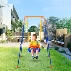 VEVOR Swing Sets for Backyard, 3-in-1 Toddler Swing Set with 4 Sandbags, Foldable Metal Stand, Easy to Assemble