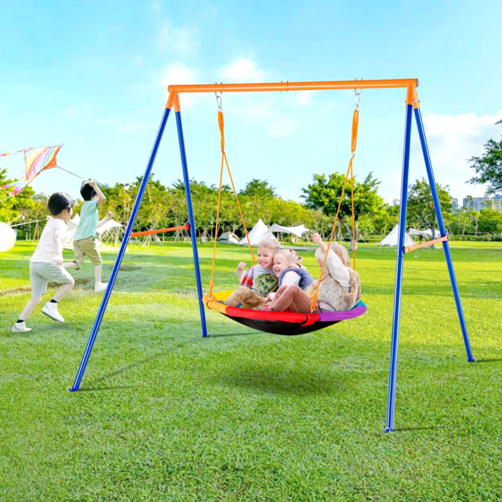 VEVOR Swing Sets for Backyard, 440lbs Load Capacity Swing Set, 40" Saucer Swing Seat with Heavy Duty A-Frame Metal