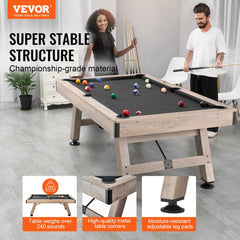 VEVOR Billiards Table, 7 ft Pool Table, Adjust Legs Stable Billiards Table, Pool Table Set Includes Balls, Cues, Chalks