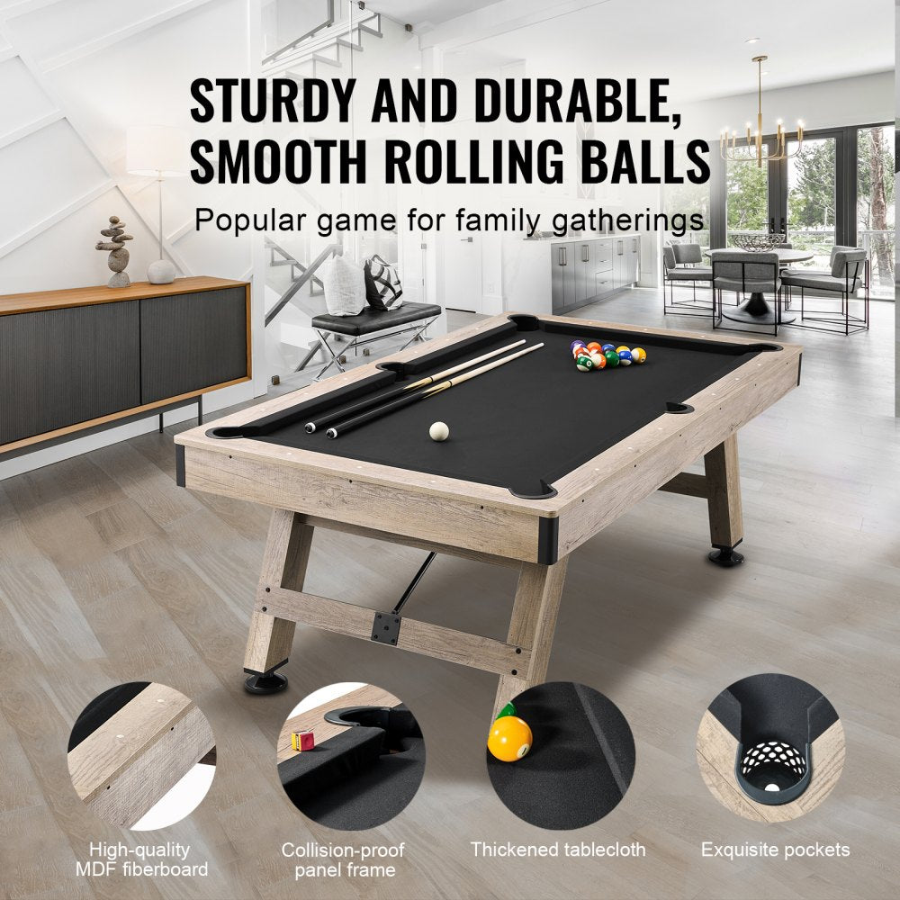 VEVOR Billiards Table, 7 ft Pool Table, Adjust Legs Stable Billiards Table, Pool Table Set Includes Balls, Cues, Chalks