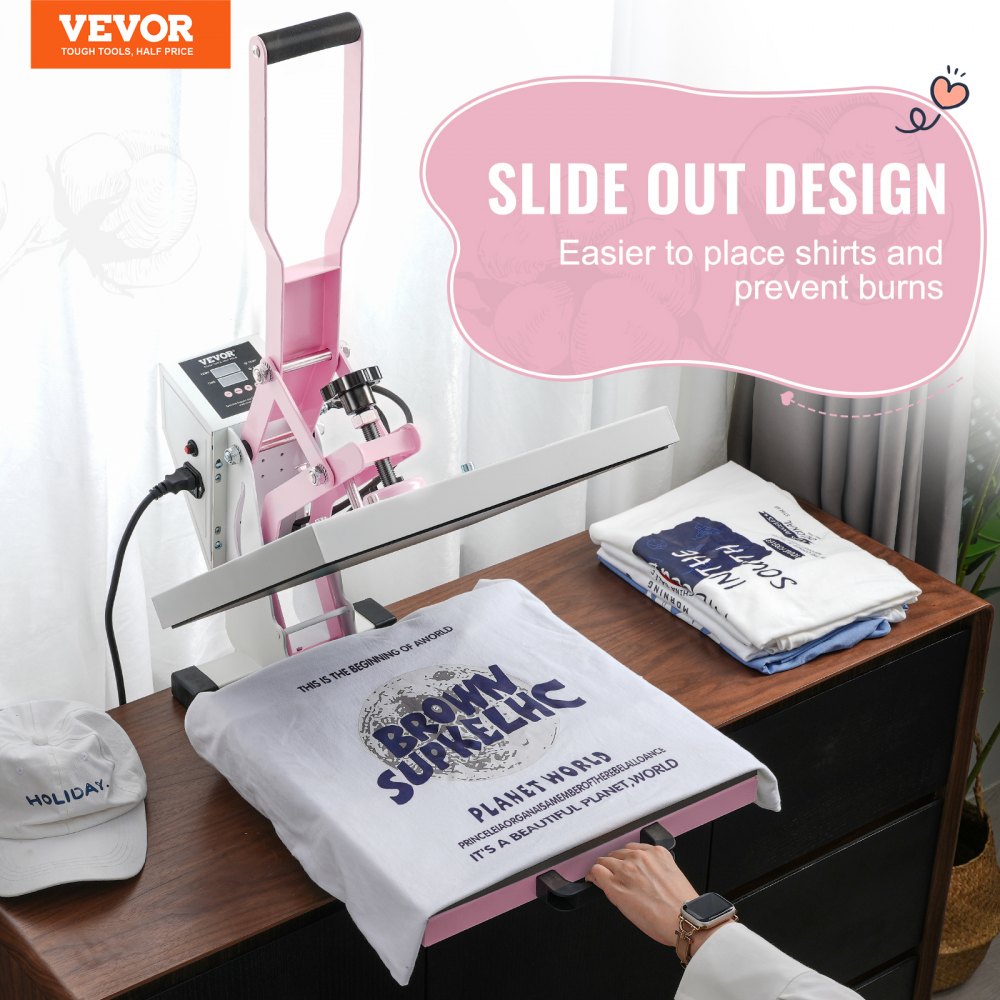 VEVOR Heat Press, 15 x 15 inch Digital Heat Press Machine, Slide Out Heat Transfer Machine, Fast and Even Heating