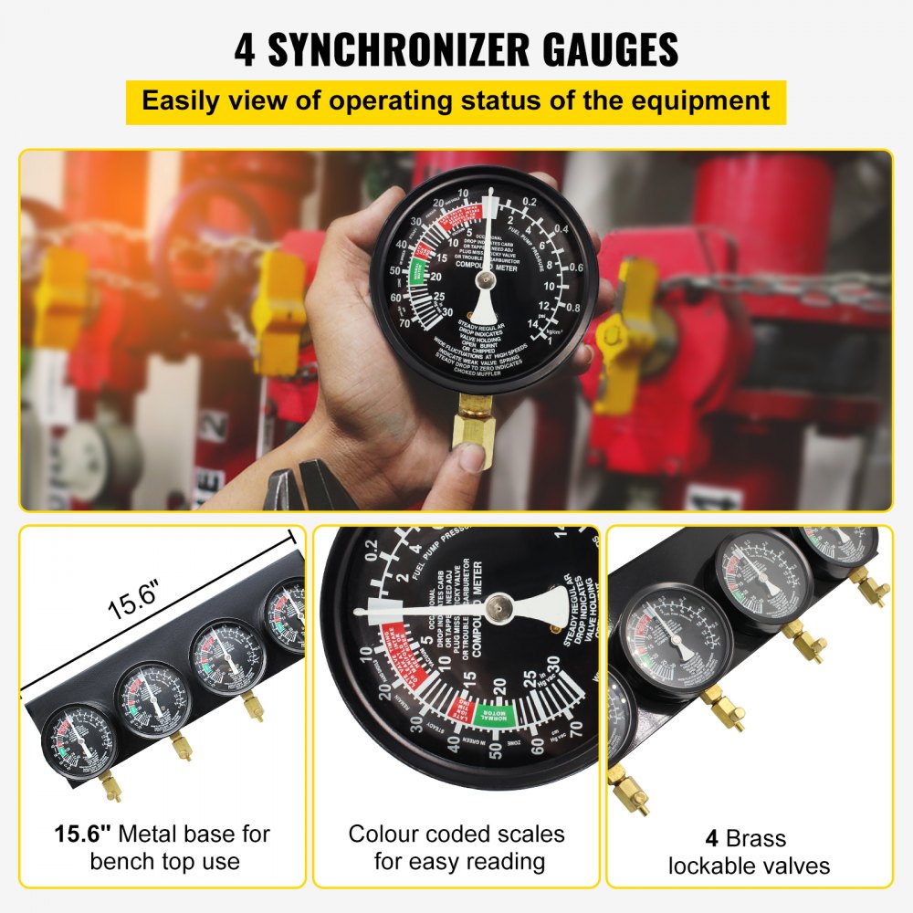 Bestauto Fuel Vacuum Carburetor Synchronize Tool Kit Fuel Vacuum Carburetor Synchronizer carb sync Gauge Set with