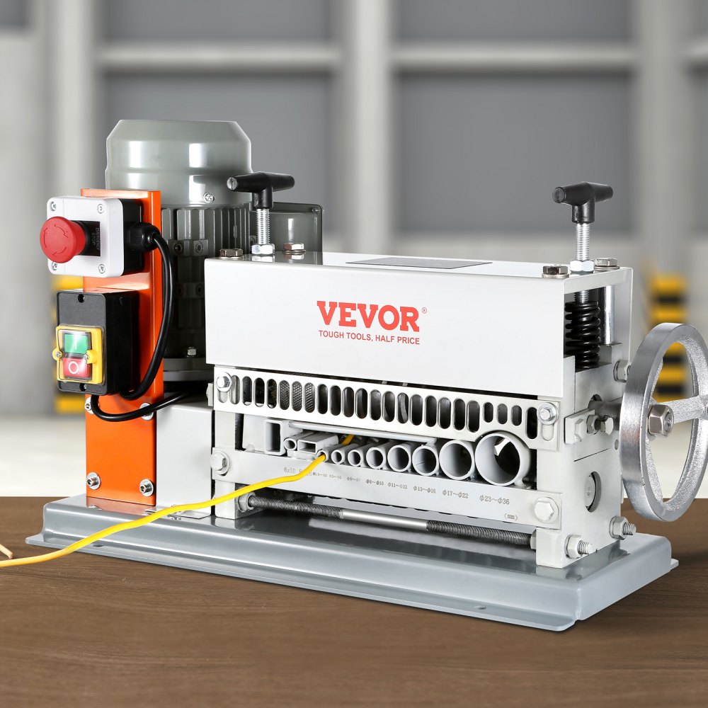 VEVOR Electric Cable Stripping Tool, 0.06''-1.57'' Motorized Wire Stripper, 370 W, 88 ft/min, Includes Manual Crank &