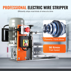 VEVOR Automatic Wire Stripping Machine, 0.06''-1.57'' Electric Motorized Cable Stripper, 750 W, 98 ft/min Wire Peeler
