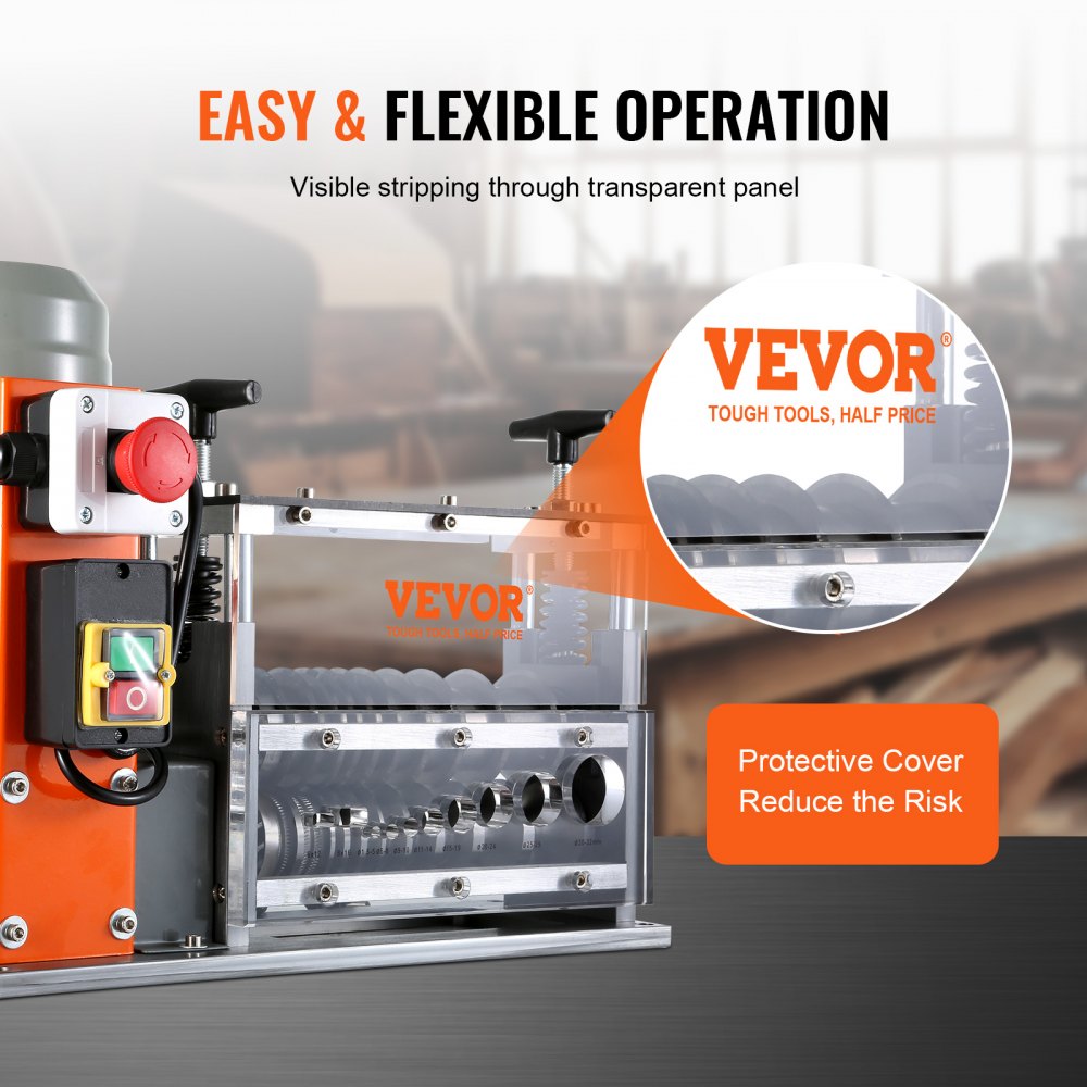 VEVOR Automatic Wire Stripping Machine, 0.06''-1.57'' Electric Motorized Cable Stripper, 750 W, 98 ft/min Wire Peeler