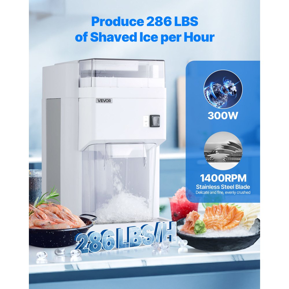 VEVOR Commercial Ice Shaver Machine, 1.91QT /1.8L Large Electric Ice Cube Crusher Shaved Maker with 300W Premium Motor