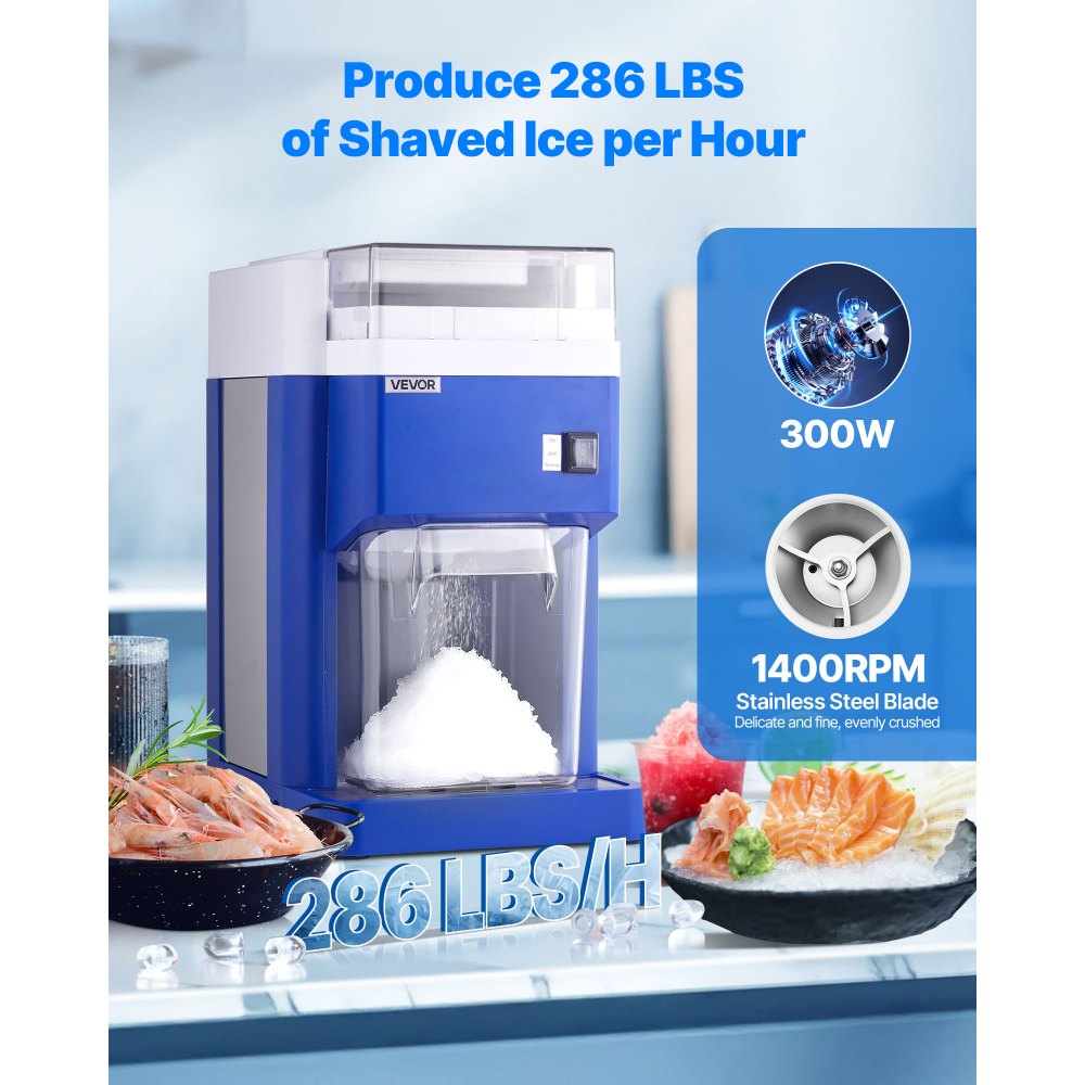 VEVOR Commercial Ice Shaver Machine, 1.91QT /1.8L Large Electric Snow Cone Machine, Fine & Fluffy with 300W Motor
