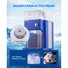 VEVOR Commercial Ice Shaver Machine, 1.91QT /1.8L Large Electric Snow Cone Machine, Fine & Fluffy with 300W Motor