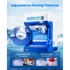 VEVOR Commercial Ice Shaver Crusher, 286lbs Per Hour Electric Snow Cone Maker with 2L Ice Cube Box, 250W 1500RPM