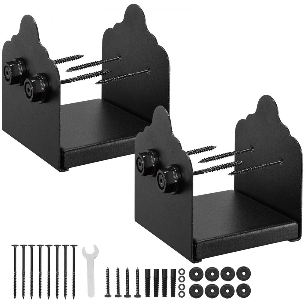 VEVOR 6x6 Post Base 2 Pcs, Inner Size 5.9x5.55 inch / 150x141 mm Post Brackets, Heavy Duty Carbon Steel Decking Posts