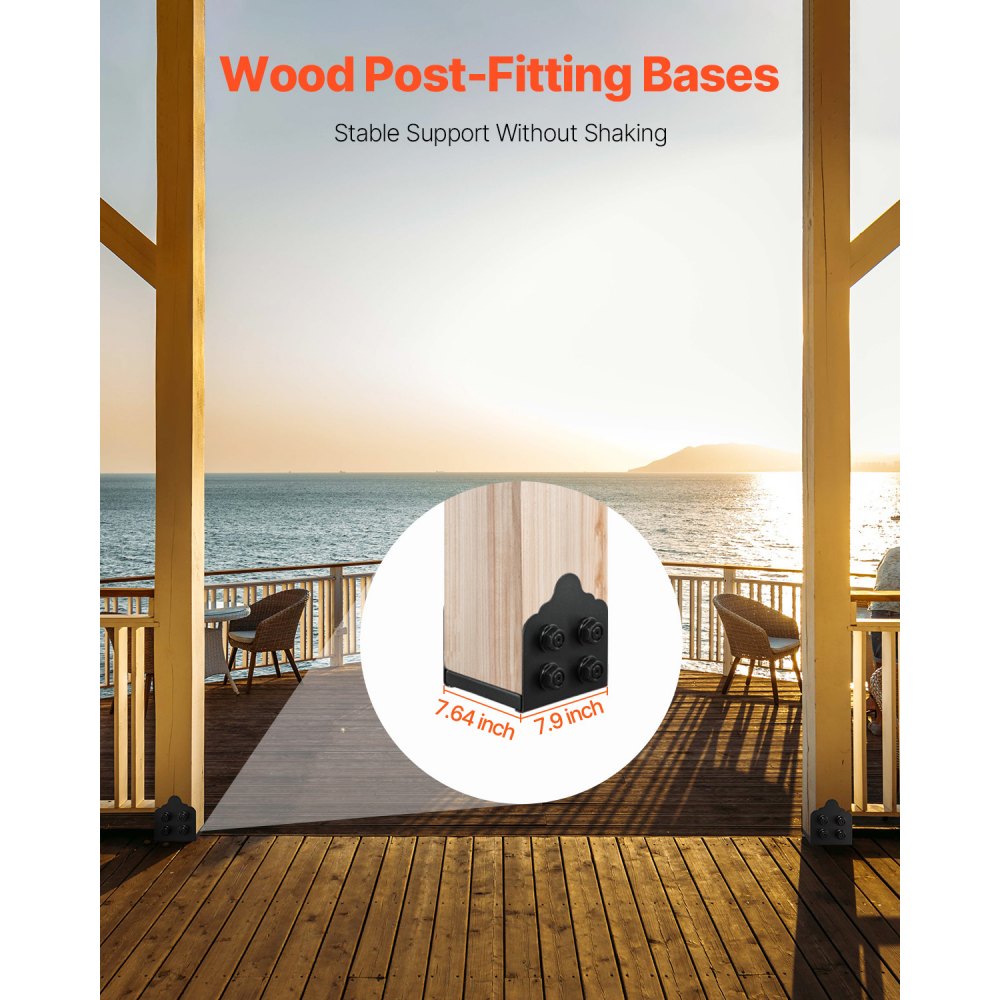 VEVOR 8x8 Post Base 2 Pcs, Inner Size 7.9x7.5 inch / 200x190 mm Post Brackets, Heavy Duty Carbon Steel Decking Posts