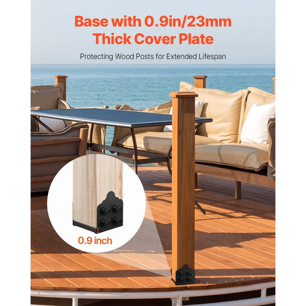 VEVOR 8x8 Post Base 2 Pcs, Inner Size 7.9x7.5 inch / 200x190 mm Post Brackets, Heavy Duty Carbon Steel Decking Posts