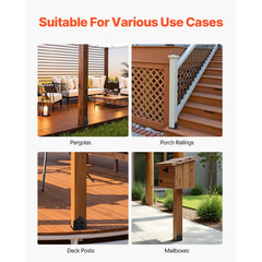 VEVOR 8x8 Post Base 2 Pcs, Inner Size 7.9x7.5 inch / 200x190 mm Post Brackets, Heavy Duty Carbon Steel Decking Posts