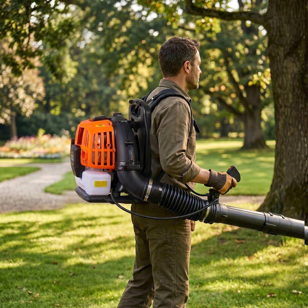 VEVOR Backpack Leaf Blower, 43CC 2-Stroke Engine Gas Powered Leaf Blower with 1.38L Fuel Tank, 447 CFM Air Volume, 150