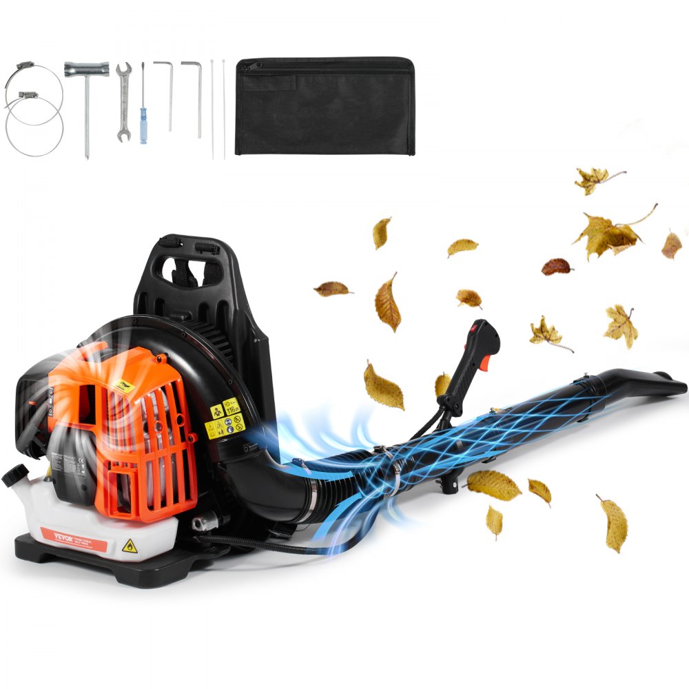 VEVOR Backpack Leaf Blower, 52CC 2-Cycle Leaf Blower with 1.37L Fuel Tank, 480CFM Air Volume 175MPH Speed, Ideal for